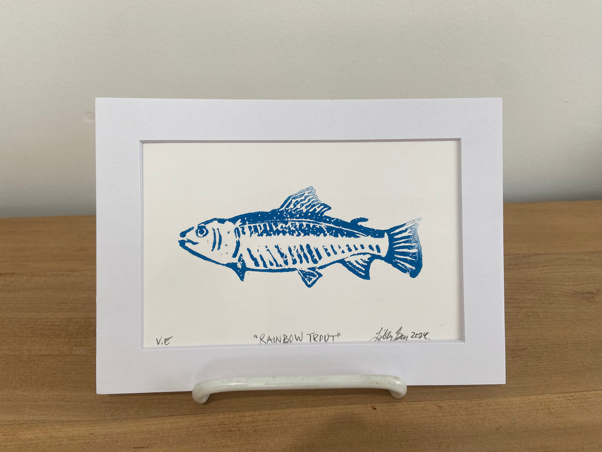 Linocut Original - Rainbow Trout – Libby Osmond Guy